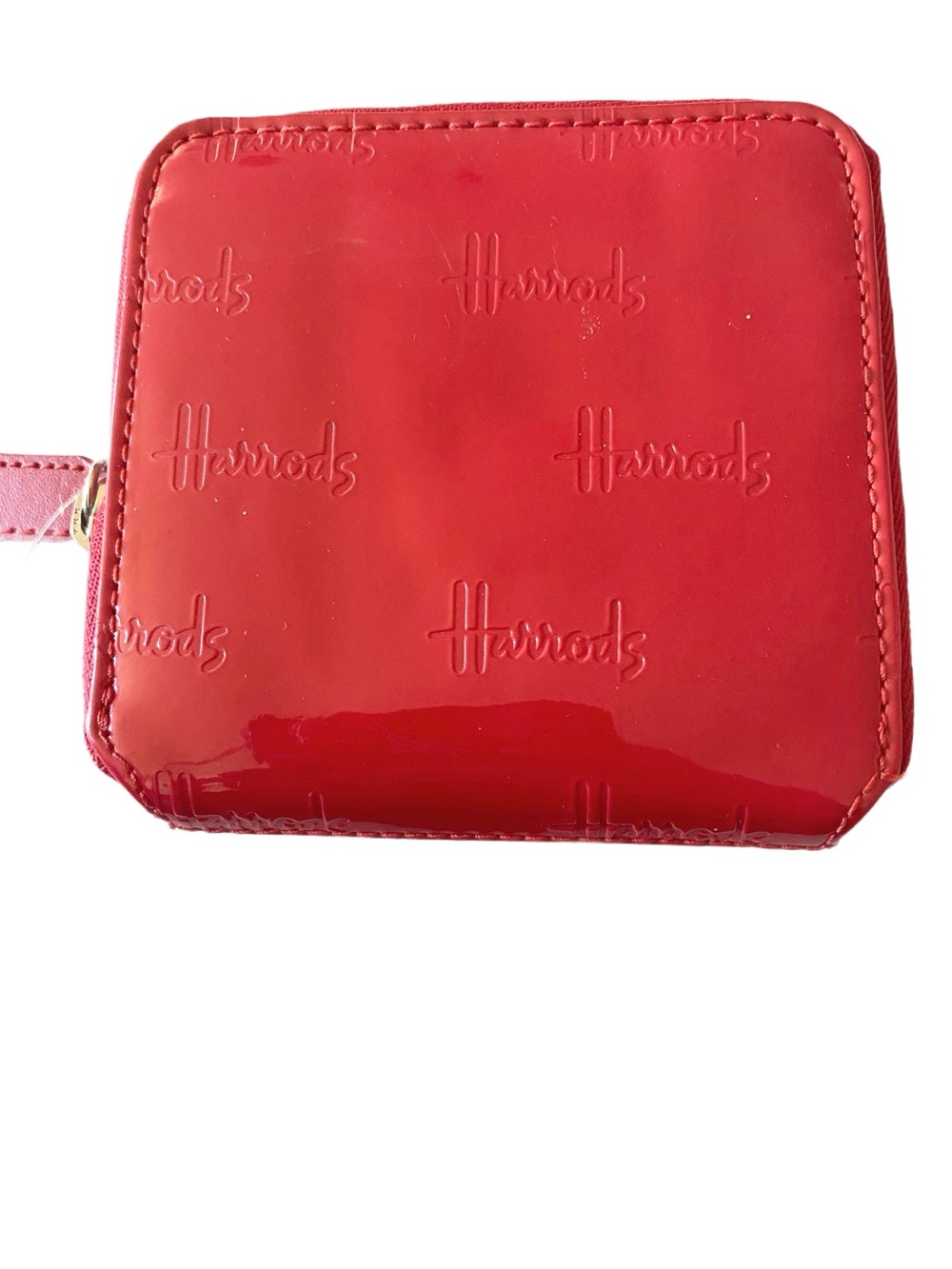 Harrods Glossy Red Patent Zip Wallet